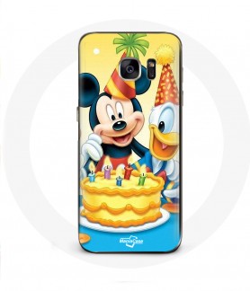 Coque Galaxy S6 Edge mickey mouse Minnie Donald Joyeux anniversaire