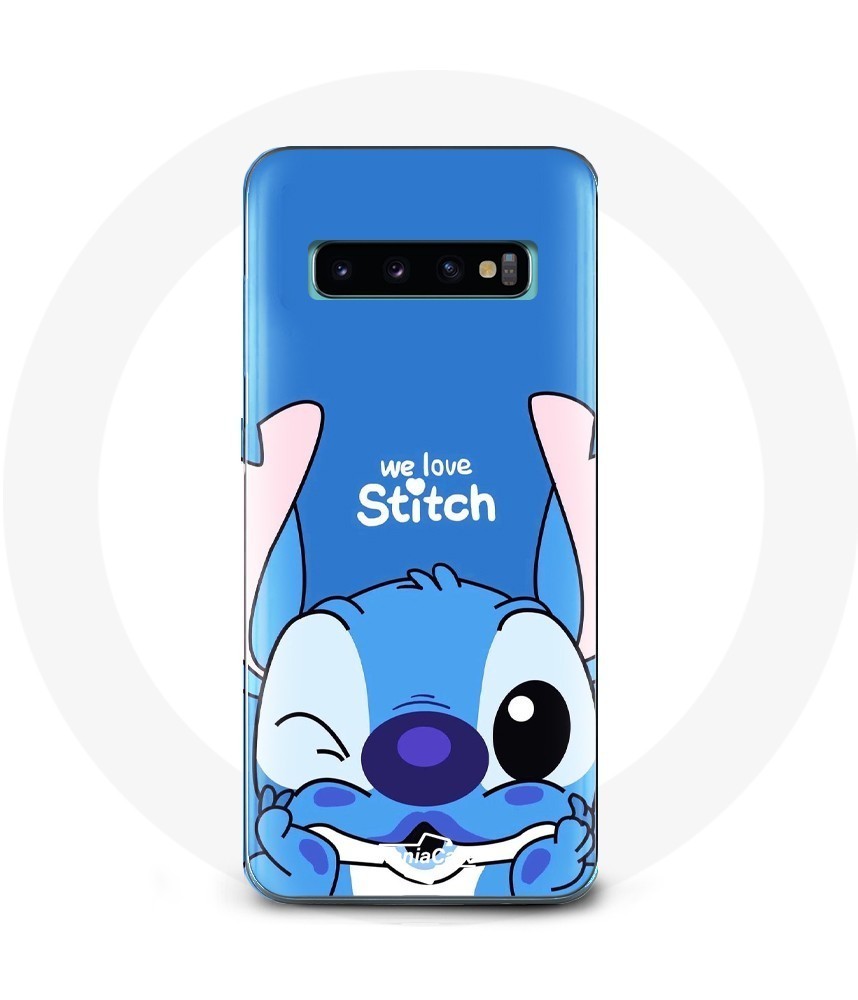 Coque pour Samsung Galaxy S10 Stitch mignon fond bleu