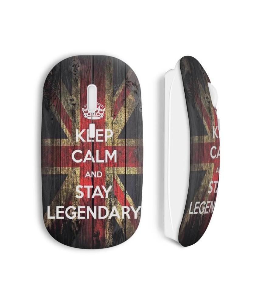 souris sans fil keep calm anglais drapeau bleu rouge amerique légende  maniacase amazon