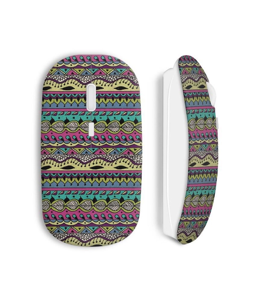 Souris sans fil Aztec design fun couleur rose bleu cool maniacase amazon wireless mouse pink blue yellow purple