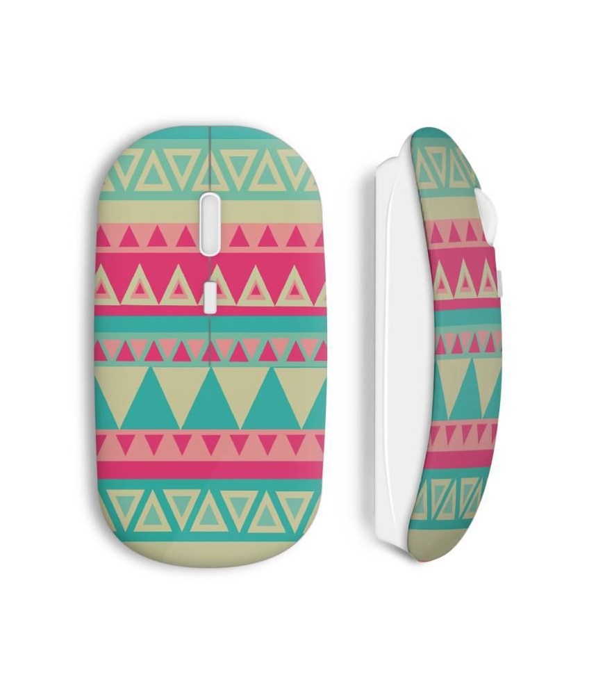 Souris sans fil Aztec design fun couleur rose bleu cool maniacase amazon wireless mouse pink blue yellow purple