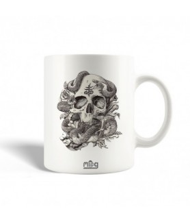 Mug skull snake drawing