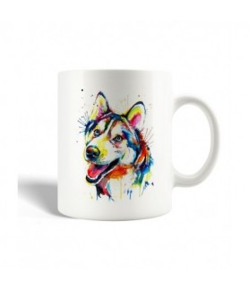 Mug colorful wolf dog